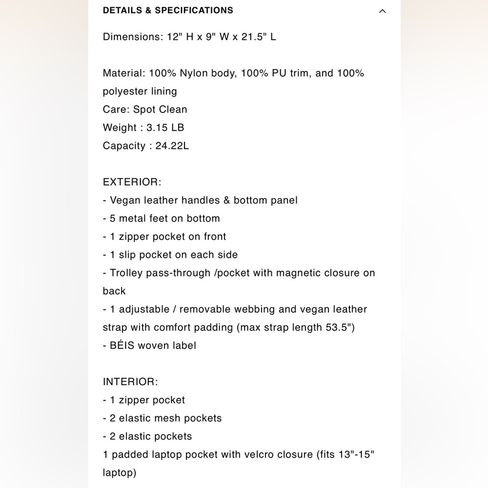 Bèis  Commuter Duffle in Atlas Pink - Picture 10 of 11